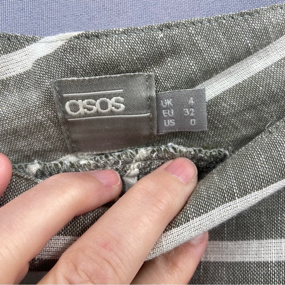 asos Linen Blend Striped Midi Skirt with Oversized Pockets Size 0 - Picture 9 of 11